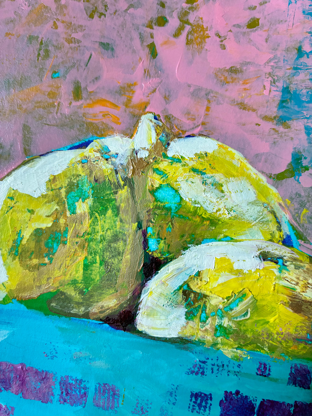 Lemons in a Blue Bowl | Original Acrylic Painting | Jane D'Arcy Art